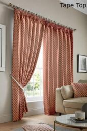 Alan Symonds Cotswold Fully Lined Ready Made Pencil Pleat Taped Top Curtains in Orange - Size: 229 cm width x 274 cm drop