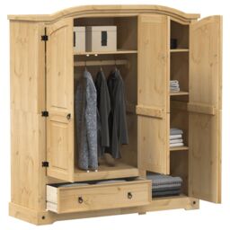 Berkfield Home Wardrobe Corona 151.5x52x170 cm Solid Wood Pine in Brown