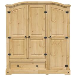 Berkfield Home Wardrobe Corona 151.5x52x170 cm Solid Wood Pine in Brown - thumbnail 4