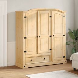 Berkfield Home Wardrobe Corona 151.5x52x170 cm Solid Wood Pine in Brown - thumbnail 3
