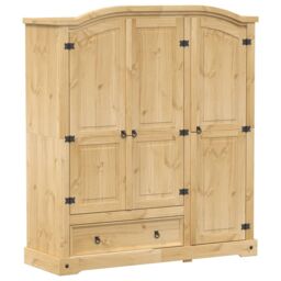 Berkfield Home Wardrobe Corona 151.5x52x170 cm Solid Wood Pine in Brown - thumbnail 2