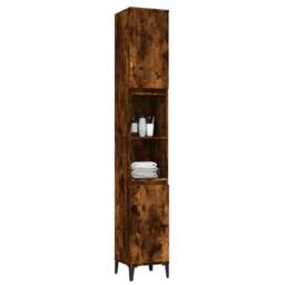 Berkfield Home Bathroom Cabinet Smoked Oak 30x30x190 cm Engineered Wood in Brown - Size: 30 x 30 x 190 cm - thumbnail 5
