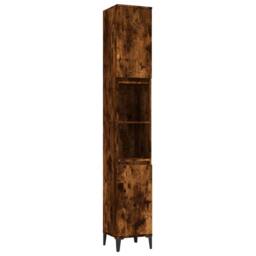 Berkfield Home Bathroom Cabinet Smoked Oak 30x30x190 cm Engineered Wood in Brown - Size: 30 x 30 x 190 cm