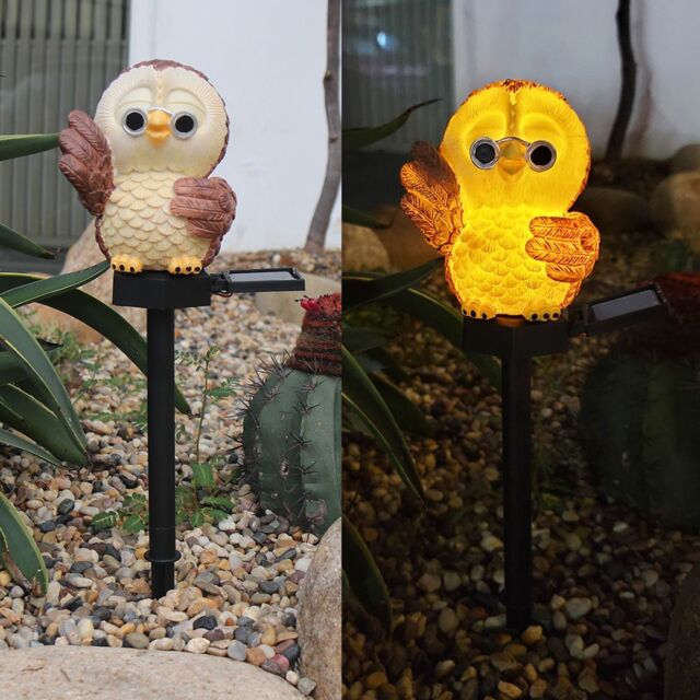 Leaper Waving Owl LED Solar Outdoor Landscape Garden Decoration Light in White - image 1