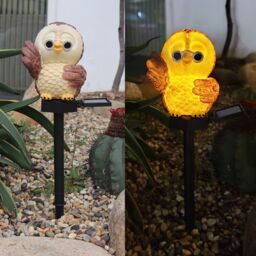 Leaper Waving Owl LED Solar Outdoor Landscape Garden Decoration Light in White - thumbnail 1