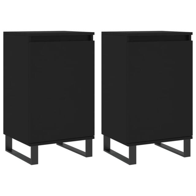 Berkfield Home Sideboards 2 pcs Black 40x35x70 cm Engineered Wood - Size: 40 x 35 x 70 cm - image 1