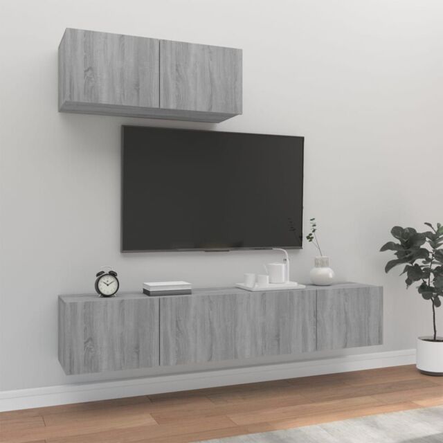 Berkfield Home 3 Piece TV Cabinet Set Grey Sonoma Engineered Wood - image 1
