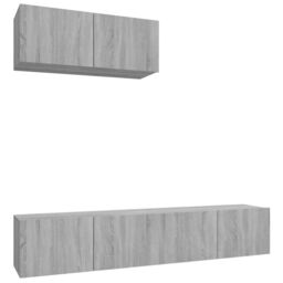 Berkfield Home 3 Piece TV Cabinet Set Grey Sonoma Engineered Wood - thumbnail 2