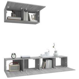 Berkfield Home 3 Piece TV Cabinet Set Grey Sonoma Engineered Wood - thumbnail 4