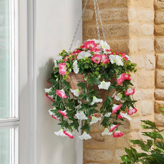 mysmartbuy Artificial Flower Summer Bloom Hanging Basket with Metal Chain - image 1
