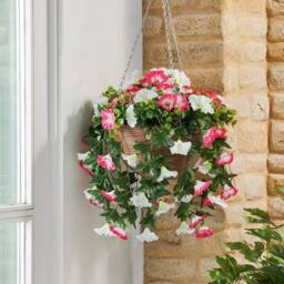 mysmartbuy Artificial Flower Summer Bloom Hanging Basket with Metal Chain - thumbnail 1