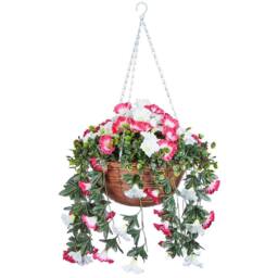 mysmartbuy Artificial Flower Summer Bloom Hanging Basket with Metal Chain - thumbnail 3