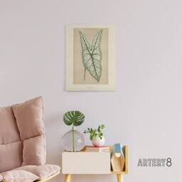 "Artery8 Vintage Botanical Caladium Belleymel Leaf Fawcett Canvas Wall Art in Beige - Size: W18"" x H24""" - thumbnail 3