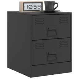 Berkfield Home Bedside Cabinets 2 pcs Black 34.5x39x44 cm Steel - thumbnail 3