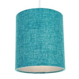Happy Homewares Contemporary & Sleek Linen Fabric Lampshade in Teal - Size: 6 inches - thumbnail 2