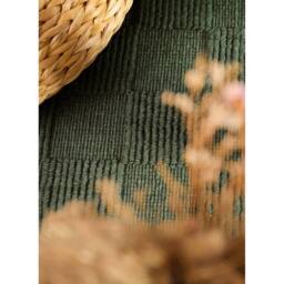 THE RUGS Scala Handwoven Wool Rug Geometric Checkered Low Pile in Green - Size: 200 cm x 230 cm - thumbnail 9