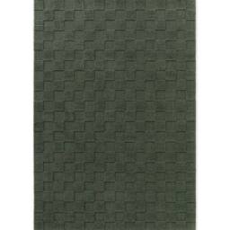 THE RUGS Scala Handwoven Wool Rug Geometric Checkered Low Pile in Green - Size: 200 cm x 230 cm
