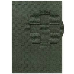 THE RUGS Scala Handwoven Wool Rug Geometric Checkered Low Pile in Green - Size: 200 cm x 230 cm - thumbnail 4