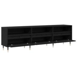 Berkfield Home TV Cabinet Black Oak 150x30x44.5 cm Engineered Wood - thumbnail 5