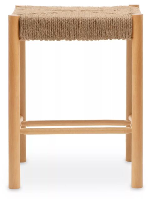 Orsina Comfortable Contemporary Natural Wood Stool, Handwoven Bedroom Stool, Easy To Maintain Lounge Stool in Beige - image 1
