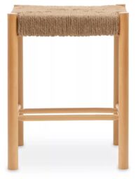 Orsina Comfortable Contemporary Natural Wood Stool, Handwoven Bedroom Stool, Easy To Maintain Lounge Stool in Beige