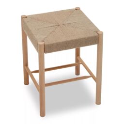 Orsina Comfortable Contemporary Natural Wood Stool, Handwoven Bedroom Stool, Easy To Maintain Lounge Stool in Beige - thumbnail 2