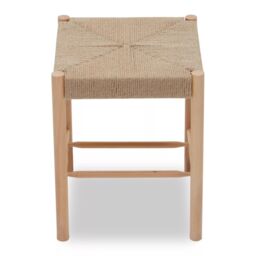 Orsina Comfortable Contemporary Natural Wood Stool, Handwoven Bedroom Stool, Easy To Maintain Lounge Stool in Beige - thumbnail 3