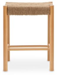 Orsina Comfortable Contemporary Natural Wood Stool, Handwoven Bedroom Stool, Easy To Maintain Lounge Stool in Beige - thumbnail 7