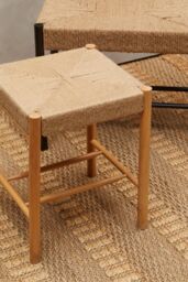 Orsina Comfortable Contemporary Natural Wood Stool, Handwoven Bedroom Stool, Easy To Maintain Lounge Stool in Beige - thumbnail 6