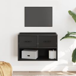 Berkfield Home TV Cabinet Black 60x31x39.5 cm Engineered Wood & Metal - thumbnail 1