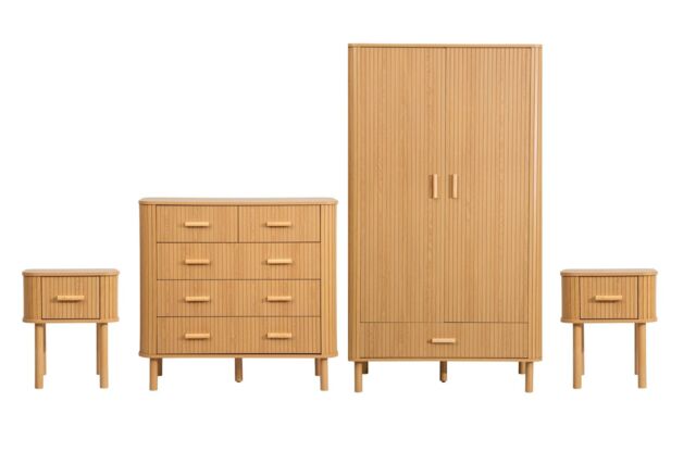 Birlea Oak Wooden 4 Piece Furniture Set Wardrobe Chest of Drawers Bedsides Axel in Brown - image 1