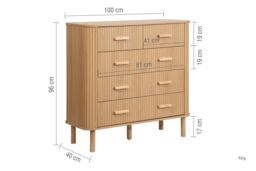 Birlea Oak Wooden 4 Piece Furniture Set Wardrobe Chest of Drawers Bedsides Axel in Brown - thumbnail 9
