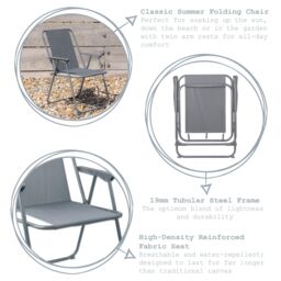 Harbour Housewares Folding Metal Beach Chairs Pack of 2 in Grey - thumbnail 2