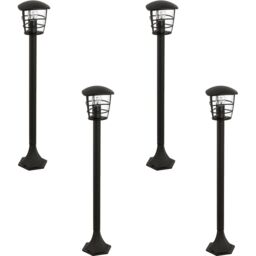 Loops 4 PACK IP44 Outdoor Bollard Light Black Lantern 1x 60W E27 Bulb Lamp Post - thumbnail 1