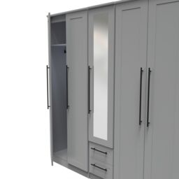 Ready Assembled 2 U Howard Tall 5 Door 2 Drawer 1 Mirror Wardrobe (Ready Assembled) in Dark Grey - thumbnail 5