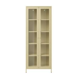 Wyld Haus Barla Beige Steel Display Cabinet 2 Glass Doors 4 Shelves - thumbnail 2