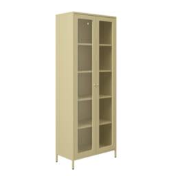 Wyld Haus Barla Beige Steel Display Cabinet 2 Glass Doors 4 Shelves - thumbnail 3