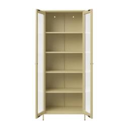 Wyld Haus Barla Beige Steel Display Cabinet 2 Glass Doors 4 Shelves - thumbnail 5