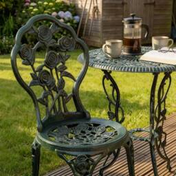 SPETLEK Green Bistro Set Garden Furniture Table 2 Chairs - Size: 0.6m2 - thumbnail 3