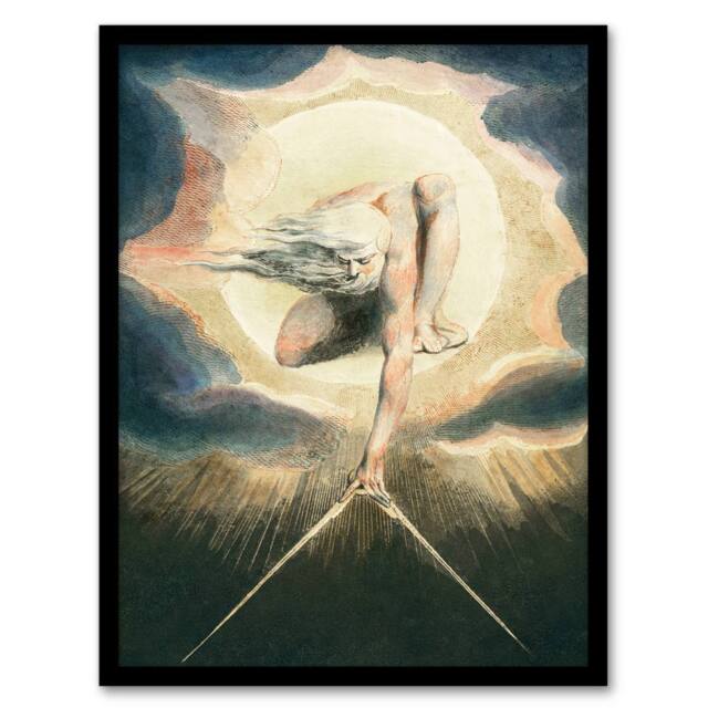 "Artery8 Ancient of Days Setting Compass to Earth Blake Framed Wall Art Print - Size: W12"" x H16""" - image 1