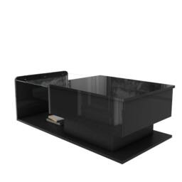 KORVIXA High Gloss Black Coffee Table with LED Lights - Size: 100 cm x 100 cm