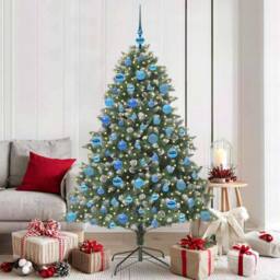 Berkfield Home Artificial Christmas Tree with Stand Green 126 x 126 x 180 cm - thumbnail 1