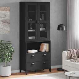 Berkfield Home Highboard VIKEN Black 80x40x200 cm Solid Wood Pine - Size: 80 x 40 x 200 cm - thumbnail 3