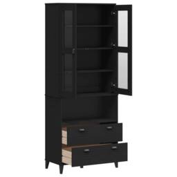 Berkfield Home Highboard VIKEN Black 80x40x200 cm Solid Wood Pine - Size: 80 x 40 x 200 cm - thumbnail 5