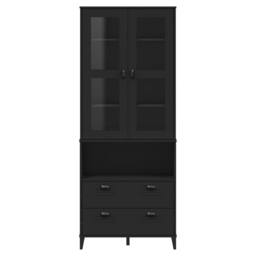 Berkfield Home Highboard VIKEN Black 80x40x200 cm Solid Wood Pine - Size: 80 x 40 x 200 cm - thumbnail 4