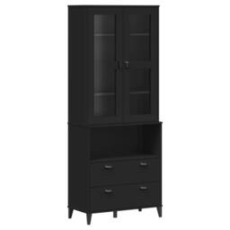 Berkfield Home Highboard VIKEN Black 80x40x200 cm Solid Wood Pine - Size: 80 x 40 x 200 cm - thumbnail 2