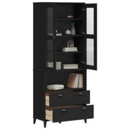 Berkfield Home Highboard VIKEN Black 80x40x200 cm Solid Wood Pine - Size: 80 x 40 x 200 cm - thumbnail 1