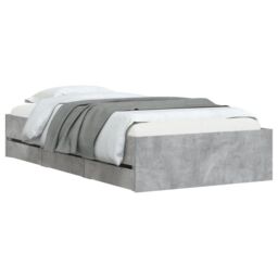 Berkfield Home Bed Frame with Drawers without Mattress Concrete Grey 90x190 cm Single - thumbnail 3