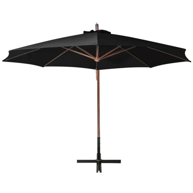 Berkfield Home Hanging Parasol with Pole Black 3.5x2.9 m Solid Fir Wood - image 1