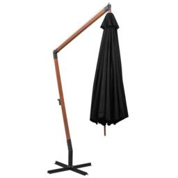 Berkfield Home Hanging Parasol with Pole Black 3.5x2.9 m Solid Fir Wood - thumbnail 4